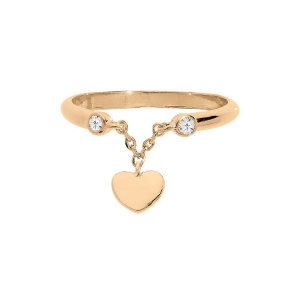 BAGUE PLAQUÉ_OR PAMPILLE COEUR + OXYDES SERTIS
