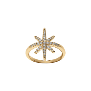 BAGUE PLAQUÉ OR ETOILE OXYDES BLANCS SERTIS