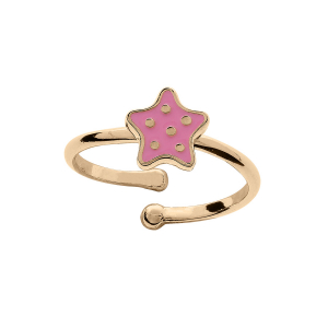 BAGUE PLAQUÉ OR ETOILE RÉSINE ROSE A POIDS REGLABLE