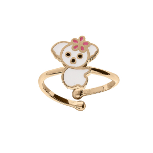 BAGUE PLAQUÉ OR KOALA RÉSINE BLANCHE