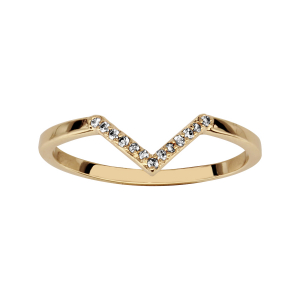 BAGUE PLAQUÉ OR FORME V OXYDES BLANCS