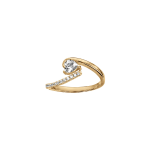 BAGUE PLAQUÉ OR COEUR OXYDES BLANCS SERTIS