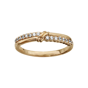 BAGUE PLAQUÉ OR OXYDES BLANCS SERTIS AVEC NOEUD