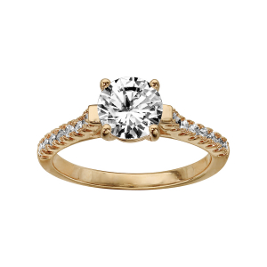 BAGUE PLAQUÉ OR SOLITAIRE OXYDES BLANCS SERTIS
