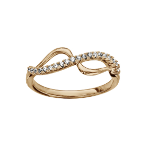 BAGUE PLAQUÉ OR VOLUTE OXYDES BLANCS SERTIS