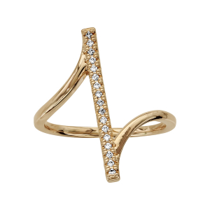 BAGUE PLAQUÉ OR BAGUETTE OXYDES BLANCS SERTIS