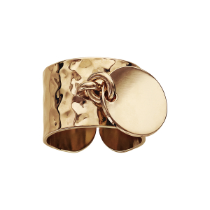BAGUE PLAQUÉ OR MARTELEE 12MM ANNEAU PASTILLE RONDE