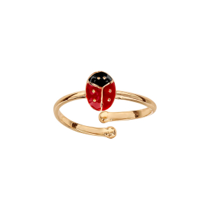 BAGUE PLAQUÉ OR ENFANT COCCINELLE REGLABLE DIAM 42 AU 46