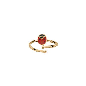 BAGUE PLAQUÉ OR ENFANT COCCINELLE REGLABLE DIAM 42 AU 46