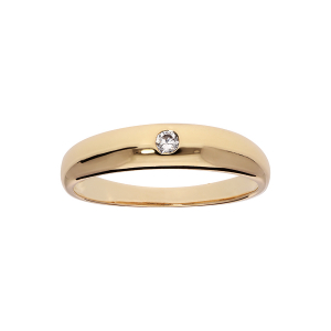 BAGUE PLAQUÉ OR GRAND DIAMETRE JONC ANGLAIS 5MM  1 OXYDE BLANC SERTI