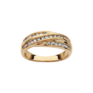 BAGUE PLAQUÉ OR OXYDES BLANCS SERTIS