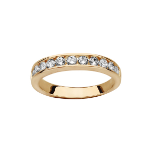 BAGUE PLAQUÉ OR STYLE ALLIANCE RAIL OXYDES BLANCS SERTIS