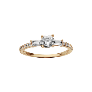 BAGUE PLAQUÉ OR STYLE ALLIANCE RAIL OXYDES BLANCS SERTIS ET 1 OXYDE BLANC SERTI