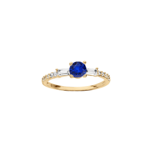 BAGUE PLAQUÉ OR STYLE ALLIANCE RAIL OXYDE BLEU CENTRAL ET OXYDES BLANCS SERTIS