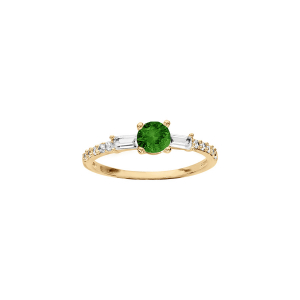 BAGUE PLAQUÉ OR STYLE ALLIANCE RAIL OXYDE VERT CENTRAL ET OXYDES BLANCS SERTIS