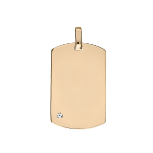 PENDENTIF PLAQUÉ OR PLAQUE GI 25*14MM  OXYDE BLANC SERTI