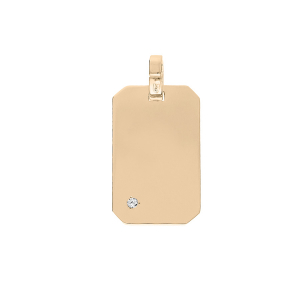 PENDENTIF PLAQUÉ OR PLAQUE GI  20*11MM  PANS COUPÉS OXYDE BLANC SERTI