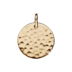 PENDENTIF PLAQUÉ OR PASTILLE 15MM  MARTELEE