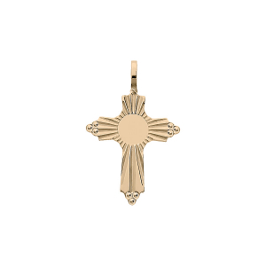 PENDENTIF PLAQUÉ OR CROIX  PERLÉ  A GRAVER