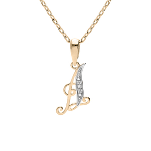 COLLIER PLAQUÉ OR PENDENTIF INITIALE A OXYDES BLANCS SERTIS 42+3CM
