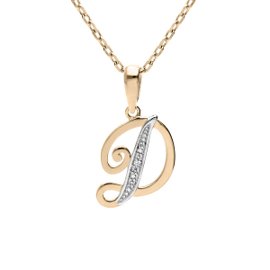 COLLIER PLAQUÉ OR PENDENTIF INITIALE D OXYDES BLANCS SERTIS 42+3CM