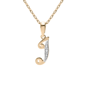 COLLIER PLAQUÉ OR PENDENTIF INITIALE  I  OXYDES BLANCS SERTIS 42+3CM
