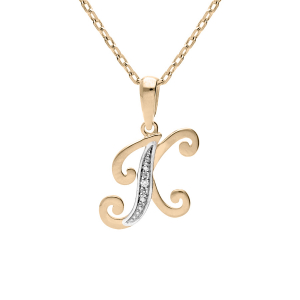 COLLIER PLAQUÉ OR PENDENTIF INITIALE  K  OXYDES BLANCS SERTIS 42+3CM