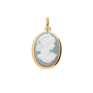 PENDENTIF OVALE GRAND MODELE CAMÉE RÉSINE BLEUE