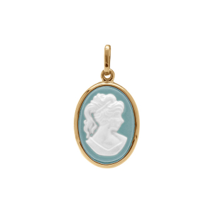 PENDENTIF OVALE GRAND MODELE CAMÉE RÉSINE BLEUE