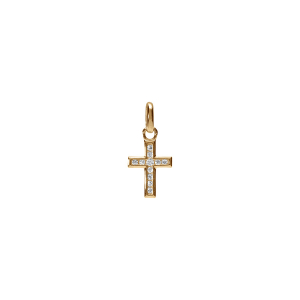 PENDENTIF CROIX PLAQUÉ OR OXYDES BLANCS SERTIS PETIT MODELE