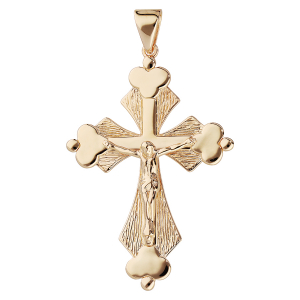 PENDENTIF PLAQUÉ OR GROSSE CROIX STYLISÉE