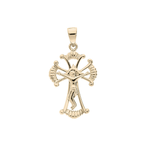 PENDENTIF PLAQUÉ OR CROIX OCCITANE AVEC CHRIST  DIM 20 X 13 MM