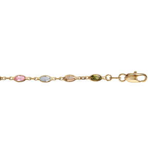 BRACELET PLAQUÉ OR PIERRES OVALES TUTTI FRUTTI 16+3CM