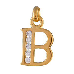 PENDENTIF PLAQUÉ OR INITIALE B OXYDES DE ZIRCONIUM