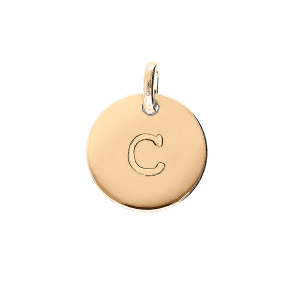 PENDENTIF PLAQUÉ OR MEDAILLE 12MM GRAVURE ALPHABET C