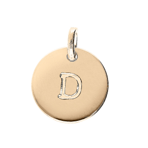 PENDENTIF PLAQUÉ OR MEDAILLE 12MM GRAVURE ALPHABET D