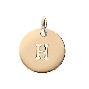 PENDENTIF PLAQUÉ OR MEDAILLE 12MM GRAVURE ALPHABET H