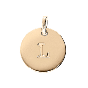 PENDENTIF PLAQUÉ OR MEDAILLE 12MM GRAVURE ALPHABET L