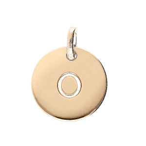 PENDENTIF PLAQUÉ OR MEDAILLE 12MM GRAVURE ALPHABET O