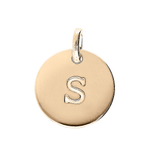 PENDENTIF PLAQUÉ OR MEDAILLE 12MM GRAVURE ALPHABET S