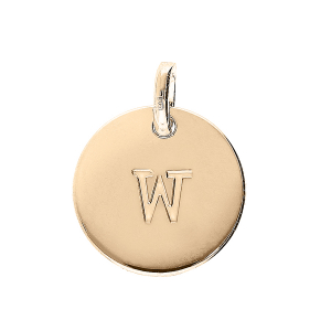 PENDENTIF PLAQUÉ OR MEDAILLE 12MM GRAVURE ALPHABET W