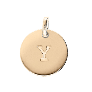 PENDENTIF PLAQUÉ OR MEDAILLE 12MM GRAVURE ALPHABET Y