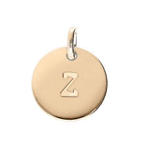 PENDENTIF PLAQUÉ OR MEDAILLE 12MM GRAVURE ALPHABET Z