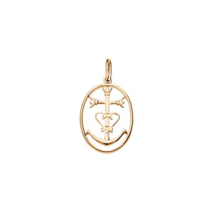 PENDENTIF PLAQUÉ OR OVAL AVEC CROIX CAMARGUAISE
