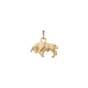 PENDENTIF PLAQUÉ OR TAUREAU CAMARGUAIS ET FER A CHEVAL