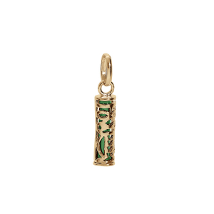 PENDENTIF PLAQUÉ OR TIKI 13MM  TENDRESSE AMOUR RÉSINE VERTE