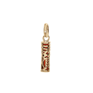 PENDENTIF PLAQUÉ OR TIKI 13MM  TENDRESSE AMOUR RÉSINE ORANGÉ