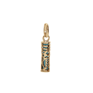 PENDENTIF PLAQUÉ OR TIKI 13MM  TENDRESSE AMOUR RÉSINE COULEUR TURQUOISE