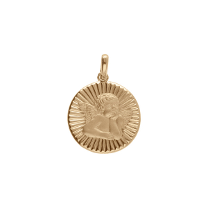 PENDENTIF PLAQUÉ OR MEDAILLE 15MM  DIAMANTÉ AVEC ANGE