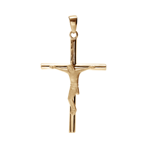 PENDENTIF PLAQUÉ OR CROIX AVEC CHRIST 34 X 22MM